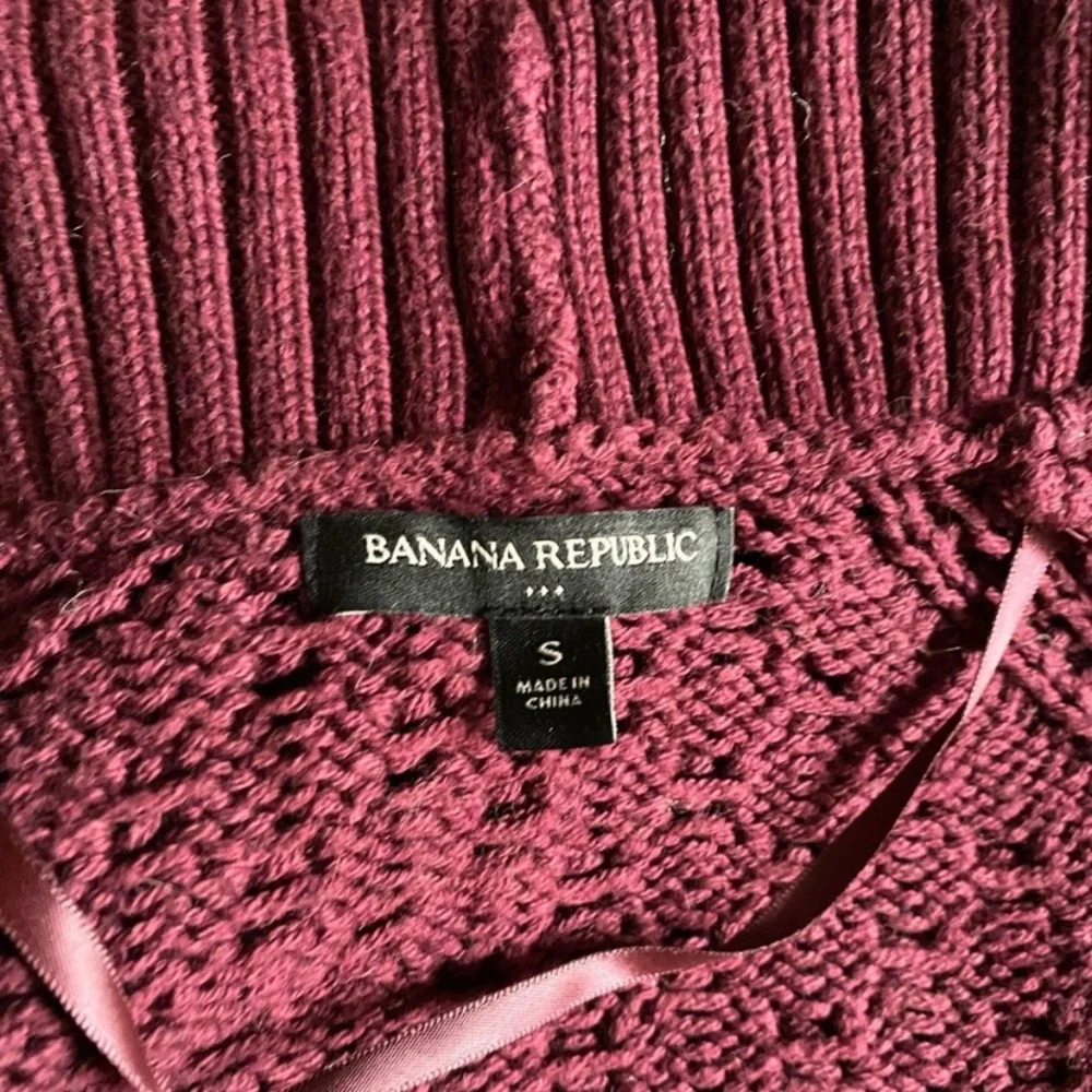 Banana Republic Cotton Shawl Collar Belted Cardigan Sweater S dark maroon red - Picture 6 of 7